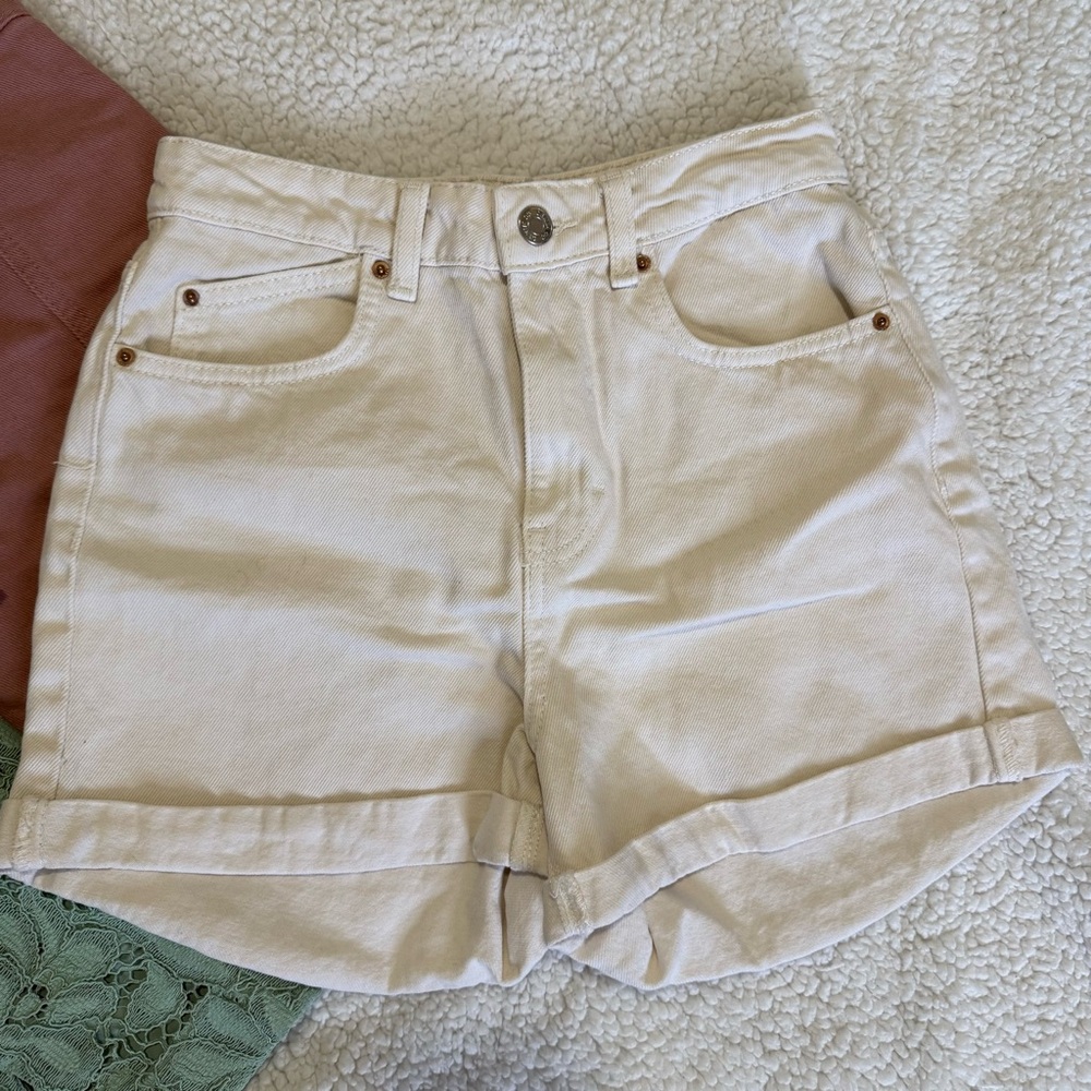 Primark High Waist Cream Shorts